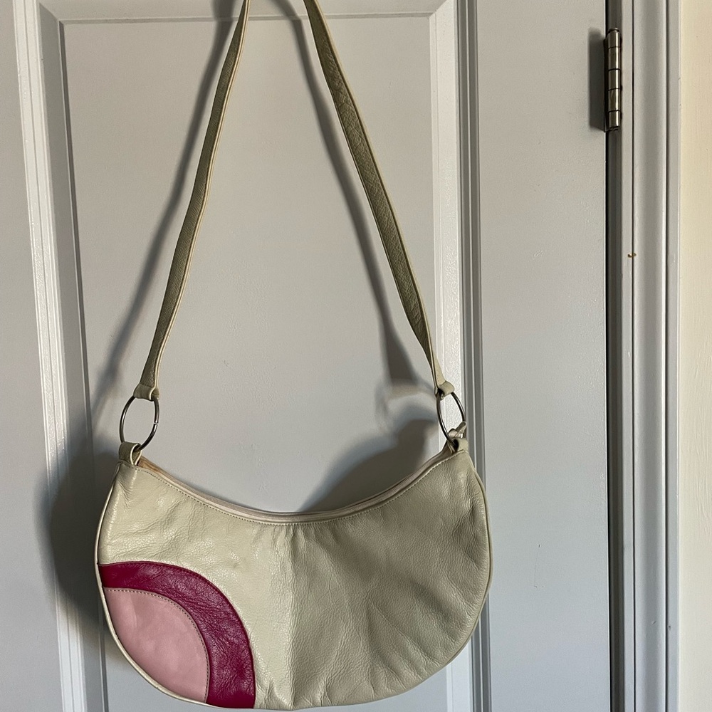 Stylish Leather Zoli Cream and Pink Women's Bag